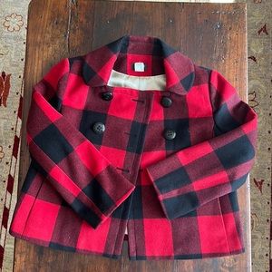 J. Crew cropped wool buffalo print jacket. Size 6.